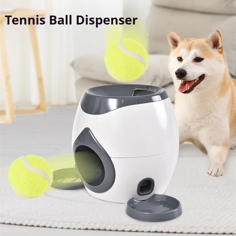 Dog Ball Launcher with Automatic Treat Dispenser Interactive Training Toy Tennis Ball Food Reward Machine for Small Dogs