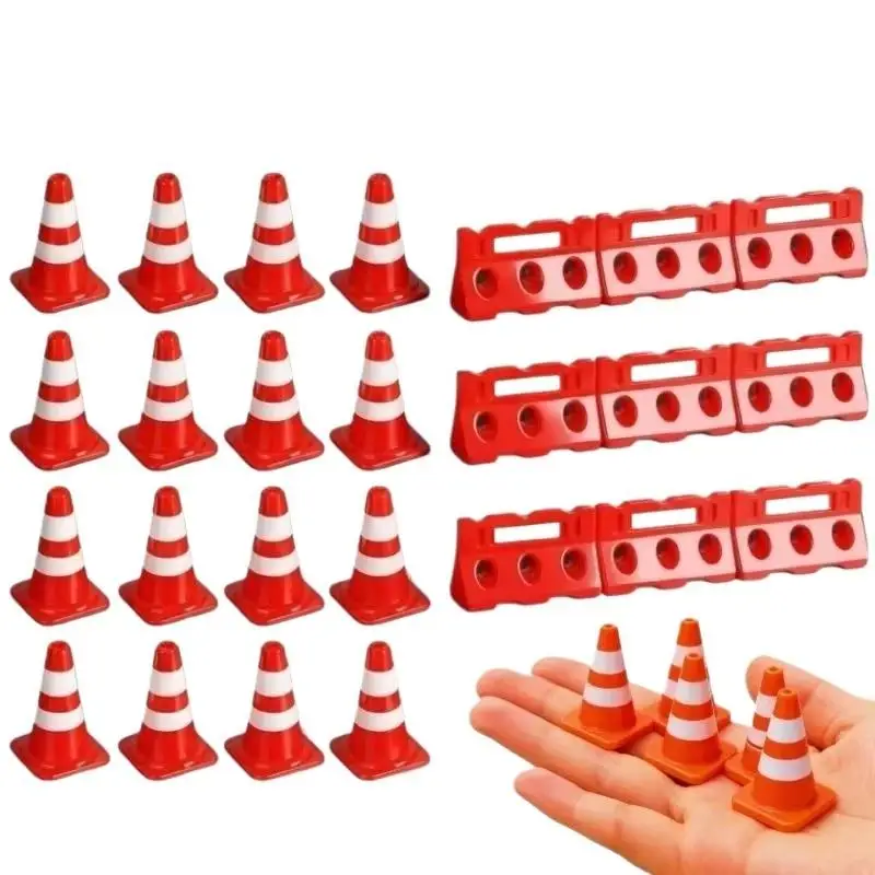 30/50/80Pcs Miniature Fence Barricade Mini Traffic Cones Model For Home Decoration Micro Landscape Sand Table Accessories