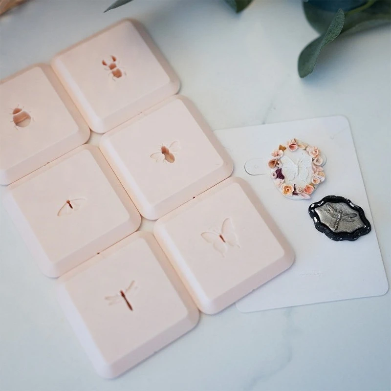 3D Insect Pattern Mold Summer Style Mini Embossing Stamp for Soft Pottery Polymer Clay Earring Bracelet Jewelry DIY Making