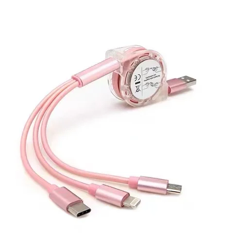كابل USB بيانات 3 في 1 قابل للسحب لشاحن iPhone كابل شحن سلكي سريع لهاتف Android من النوع C Xiaomi Huawei Samsung #5