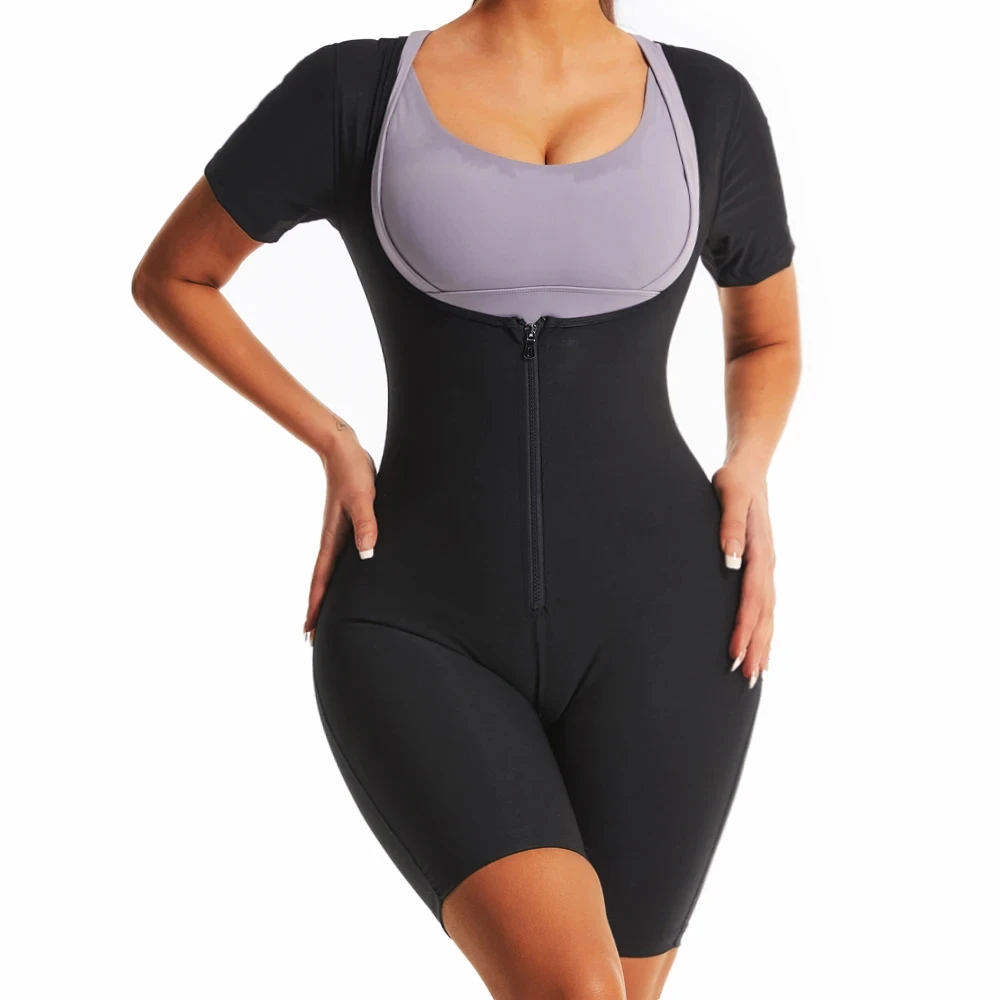 Dames saunapak voor gewichtsverlies Full Body Shaper Workout Shapewear bodysuit Zweet Afslanken Workout Taille Trainer met mouwen
