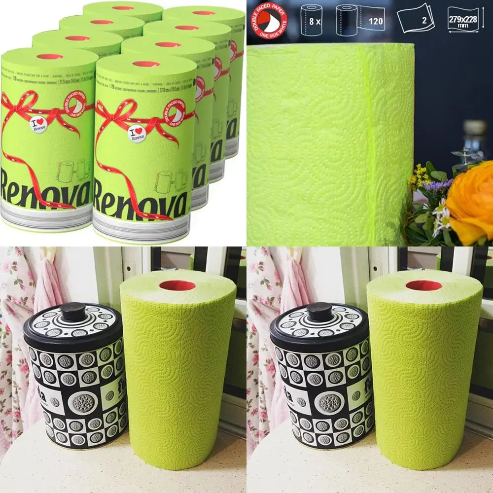 

Jumbo 2-Ply Paper Towel Rolls, 120 Absorbent Sheets, Set of 8 (Kelly Green)