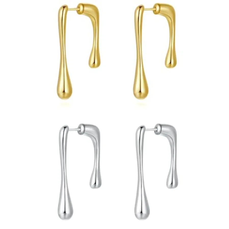 

Chunky Hoop Earrings for Women, 14K Gold Plated Tear Drop Earrings with 925 Sterling Silver Post Jewelry Gifts