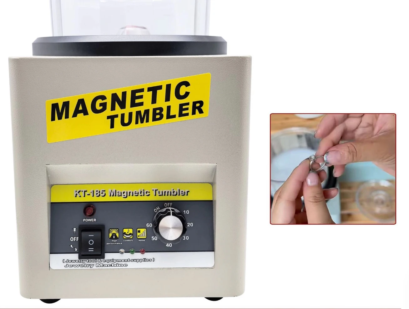 

KT185 Mini Jewelry Polisher Metal Finisher Parts Polishing Machine 110V/220V Gold Finish for Crafting And Manufacturing