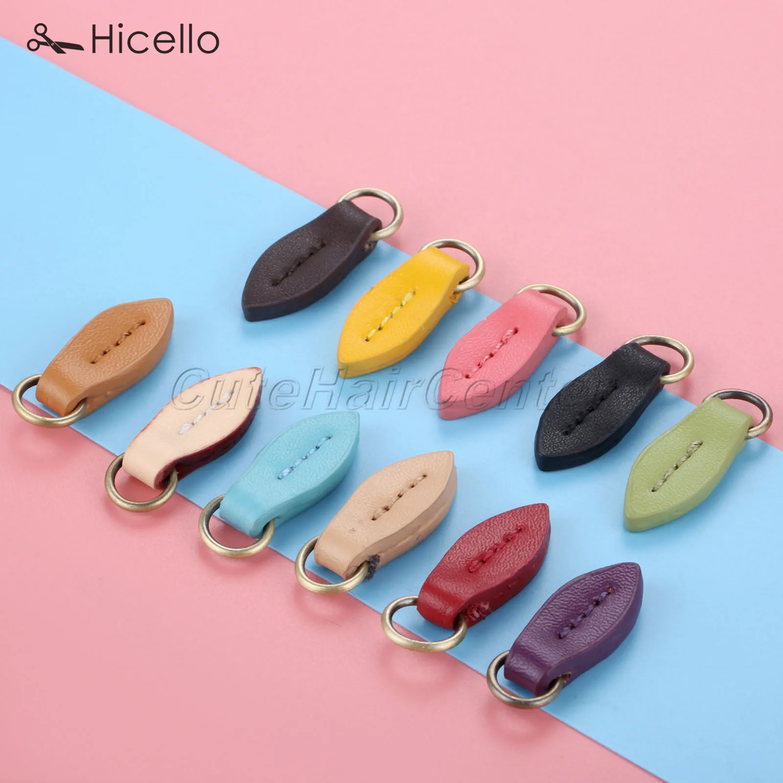 5pcs/lot Zipper Pullers Leaf Shape Pull Head Replacement Sewing Craft Fasteners Leather Alloy Pendant 33*11mm Colorful Hicello