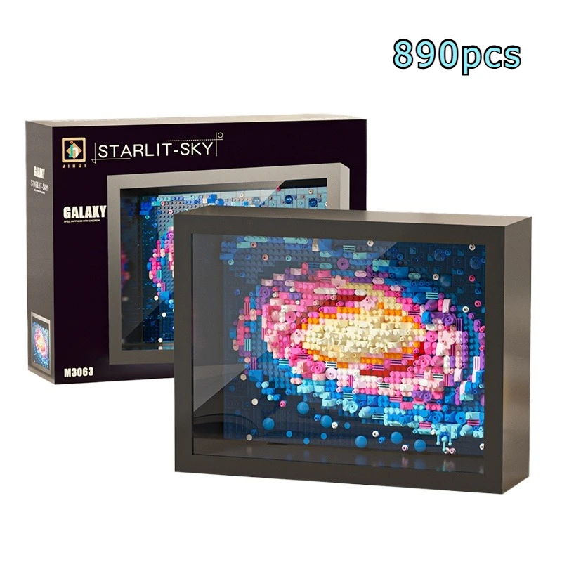 DIY Micro Van Gogh Art Frame Building Blocks Set Educational Toy Creative 3D Desktop Decor Gift Idea Adults Kids Exquisite Box