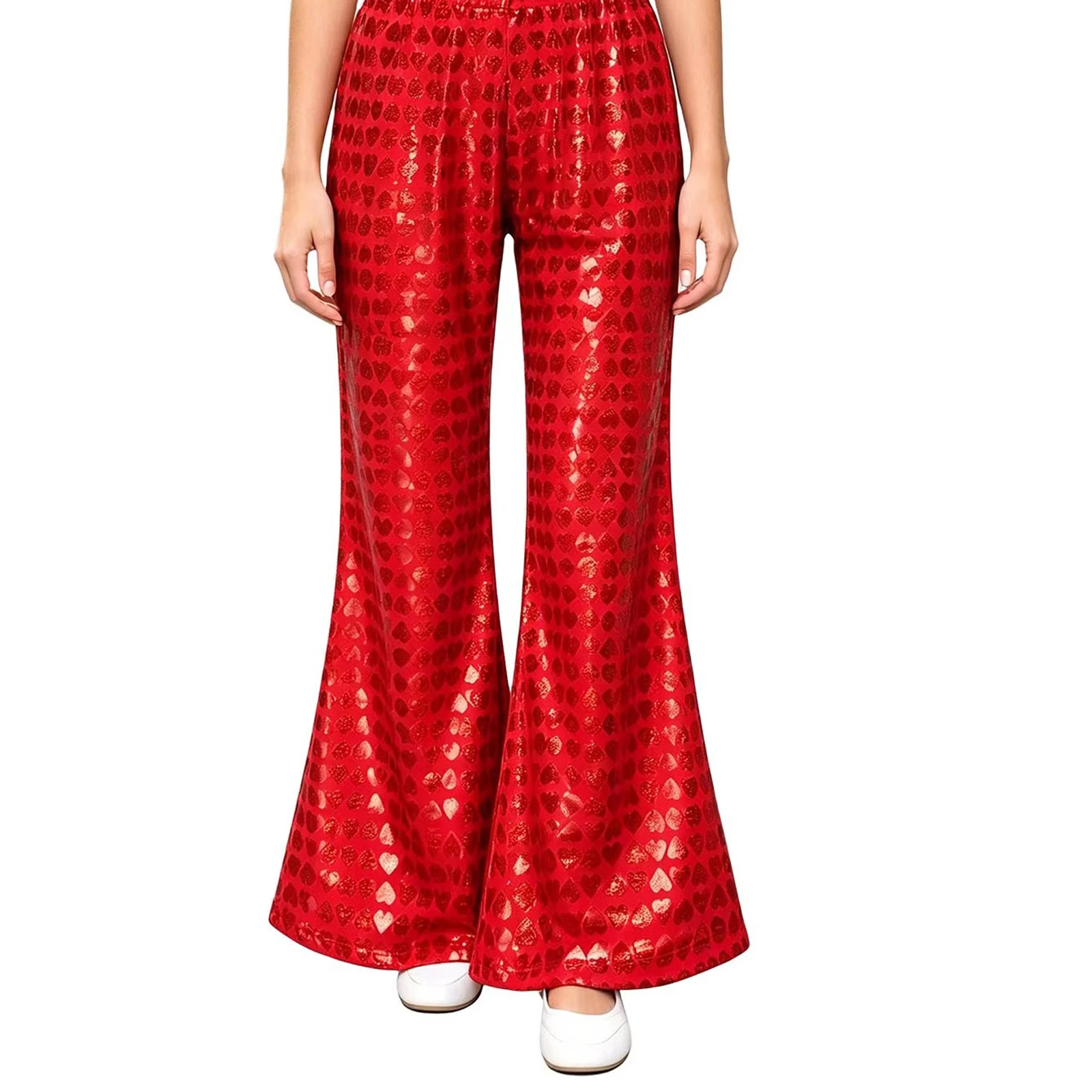 Children's Metallic Flared Pants Jazz Dance Costume Boys Girls Fashion 70s Disco Outfit Kids Flares Hip Hop Trousers Streetwear