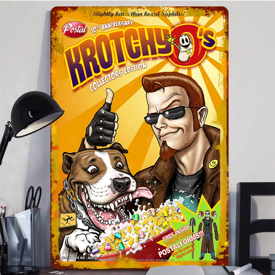 Postal 10th Anniversary Krotchy O's Collectors Edition Game Themed Metal Poster Wall Decor
