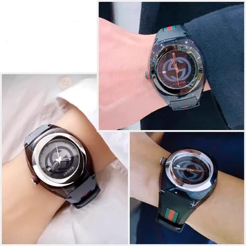 29x21mm pro Gucci YA137/YA137107A gumový řemínek na hodinky s vyhrazeným vyčnívajícím portem, vodotěsný mužský černý náramek 6 nejlepší prodej Části hodinek Gucci - №3