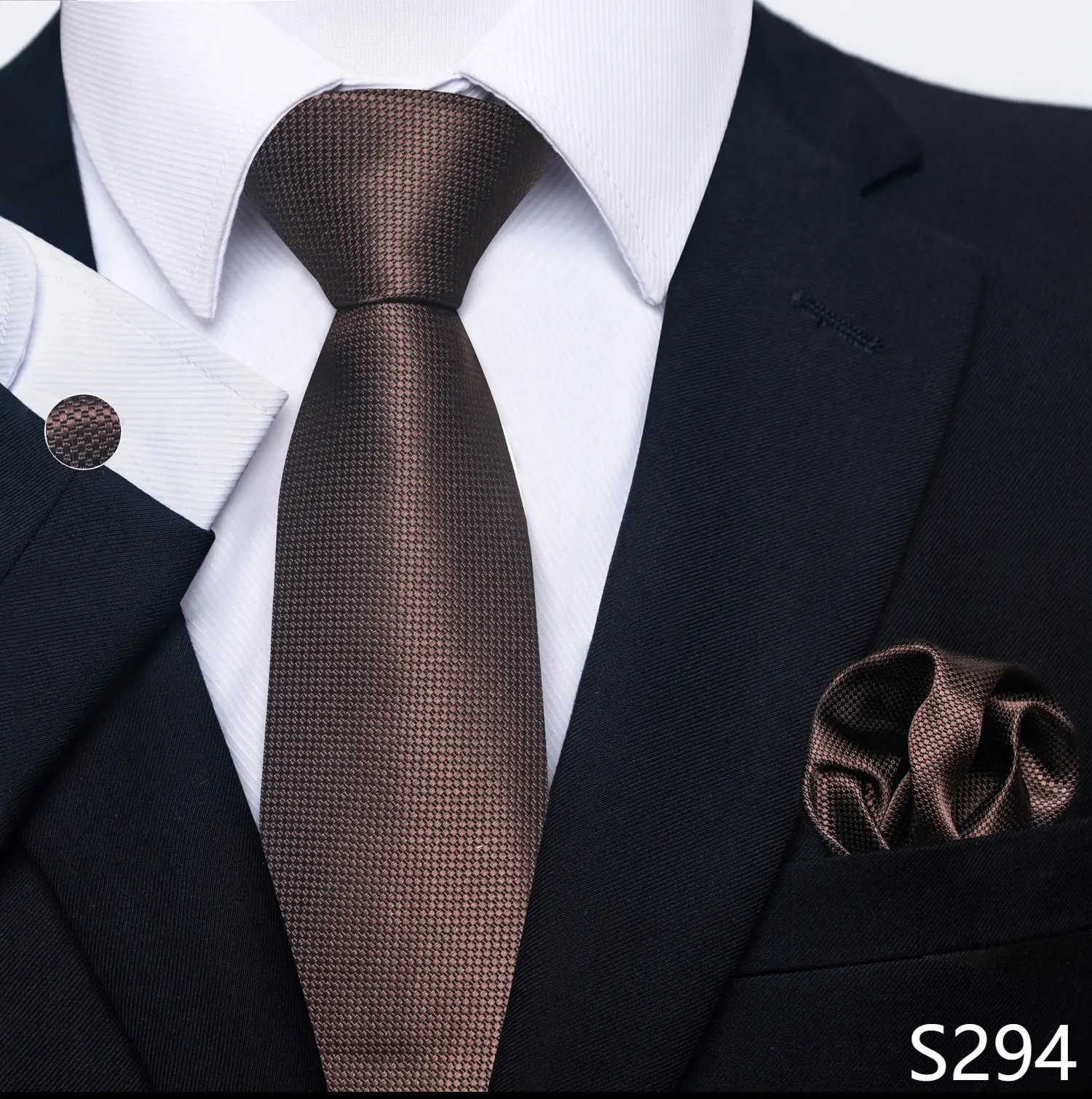 Marke Classic 8 cm graue karierte Krawatte Einstecktücher Manschettenknöpfe Set Hochzeitsgeschenk Krawatte Kleidung Accessoires Fit Business – Detail 19