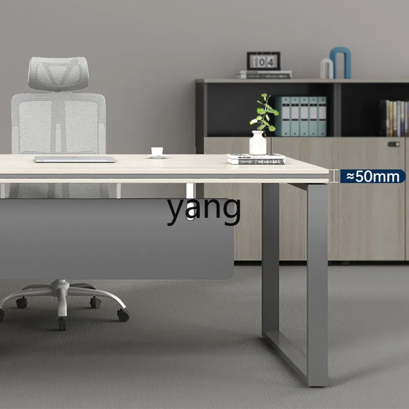 yjq simple office furniture computer desk boss financial single office desk and chair combination