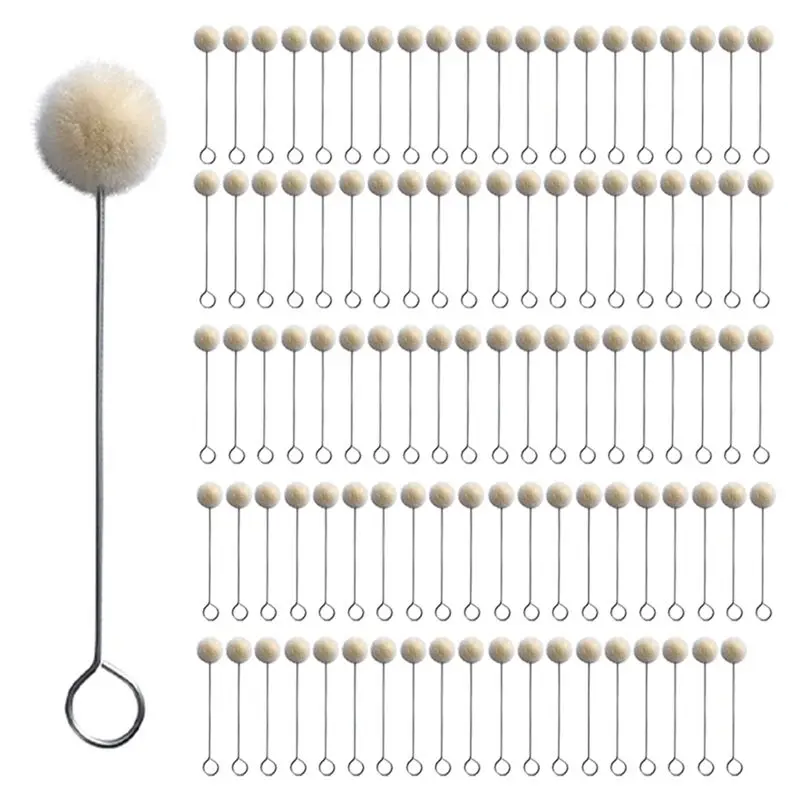 HGHO 100Pcs Leather Carving Dyed Wool Ball Brush Handmade Leather Care Alcohol Dye Oily Dye Daubing Tool