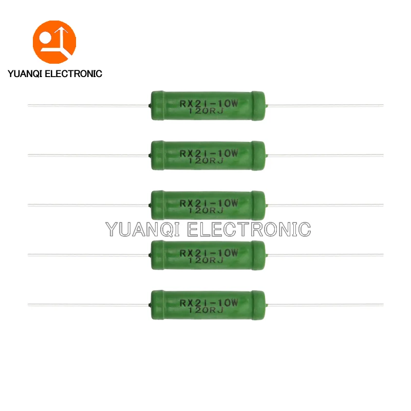 5PCS RX21 10W Rezystor drutowy 5% 0,05 0,1 0,15 0,2 0,51 0,68 1 2 3 5,1 10 15 20 51 68 82 100 220 510 820 Rezystor 1K ohm