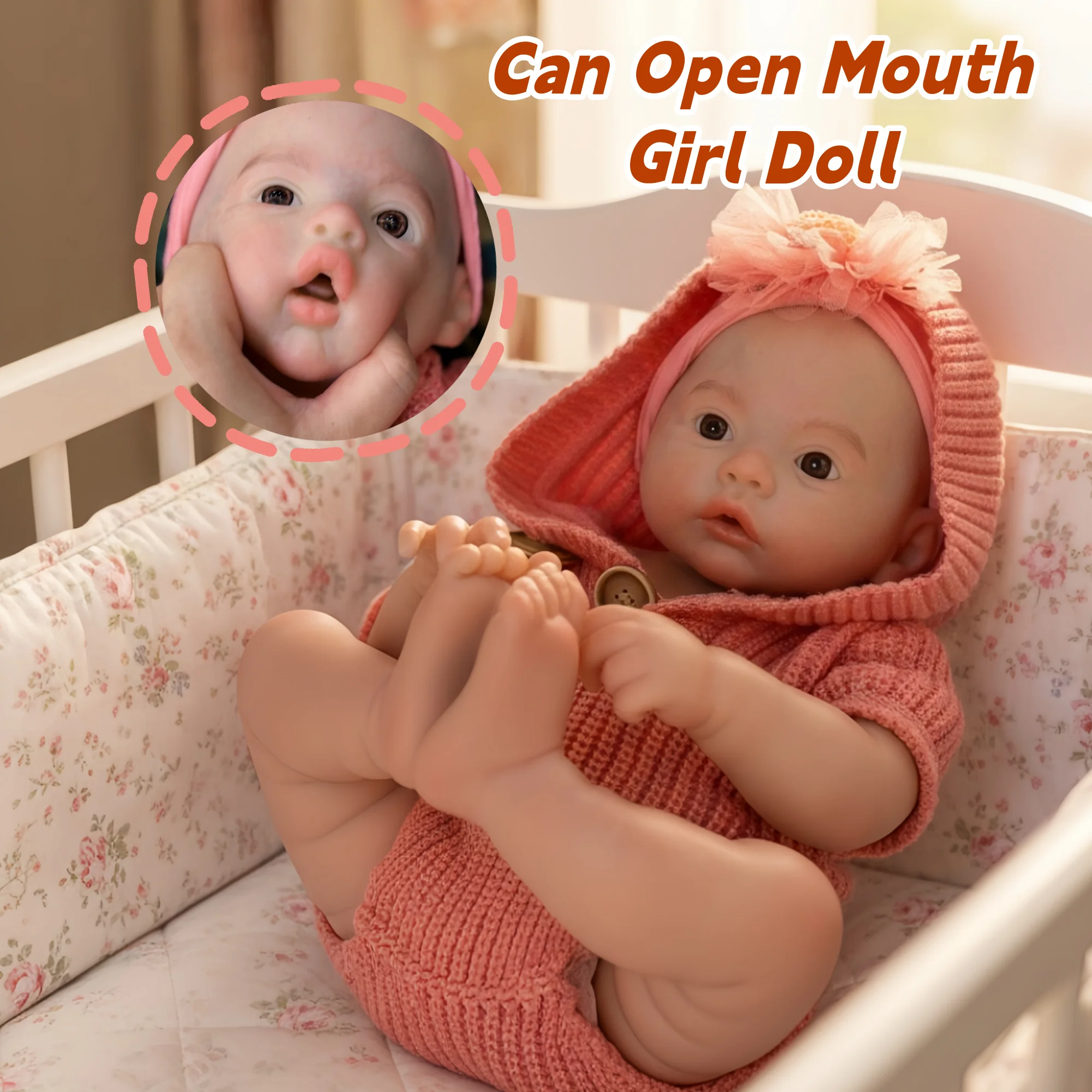 Can Open Mouth 18Inch Cute Meadow Silicone Girl Doll Already Painted Soft Touch Feeling Waterproof bebe reborn doll For Kids