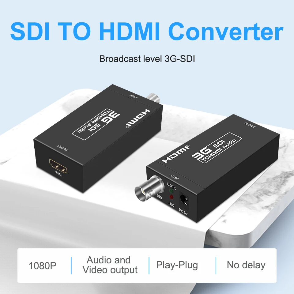 

SDI to HDMI ,1080P60hz HD/3G BNC to HDMI Audio Video Adapter Converter for SDI DVD Camera Projector DVR