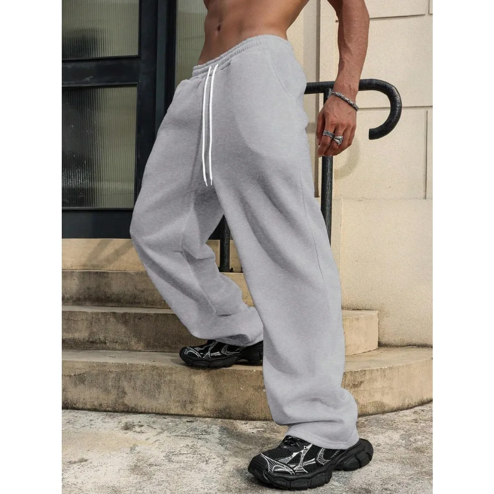 

Men's Loose Solid Color Drawstring Sweatpants - Casual, Comfortable, and Straight Leg Pants streetwear men
