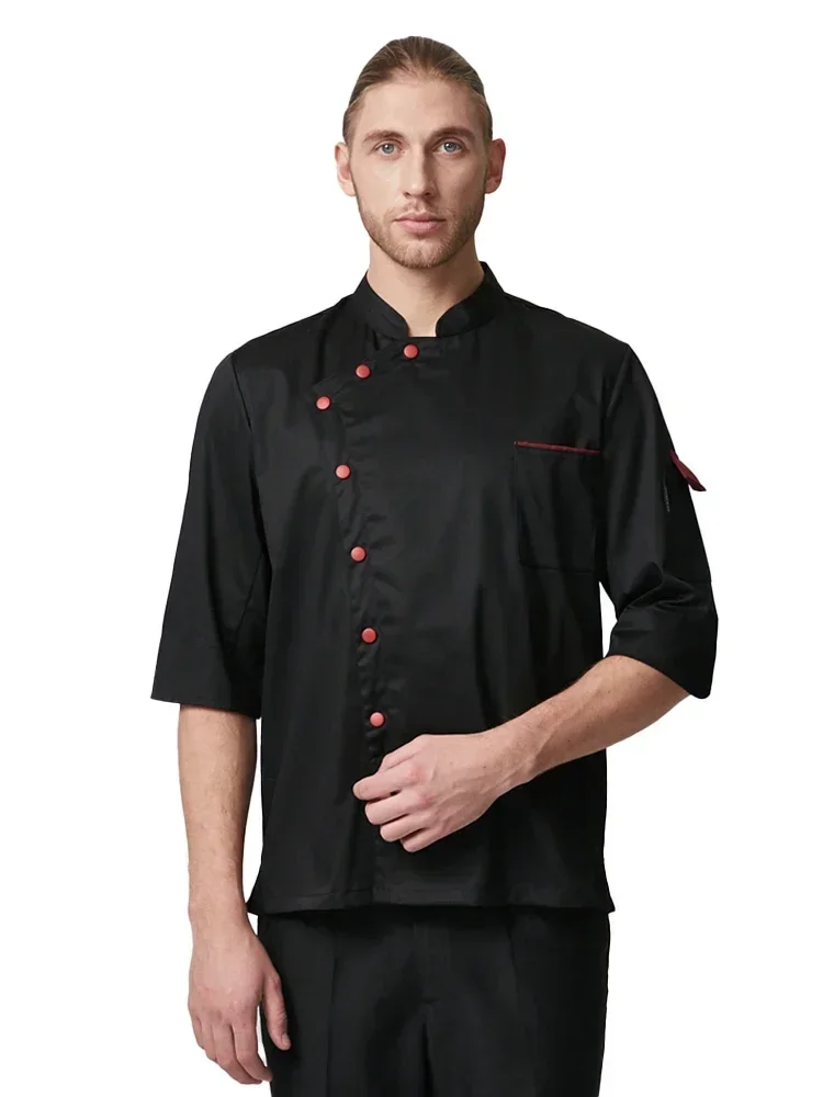 

Restaurant Chef Jacket Long Sleeve Hotel Kitchen Work Wear Bakery Cooking Tops Fast Food Overalls Cafe Uniform for Men