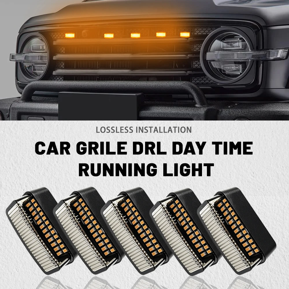 

24 LED beads pasted Monochrome General Motors grille small yellow light off-road vehicle pickup grille light warning light 12V