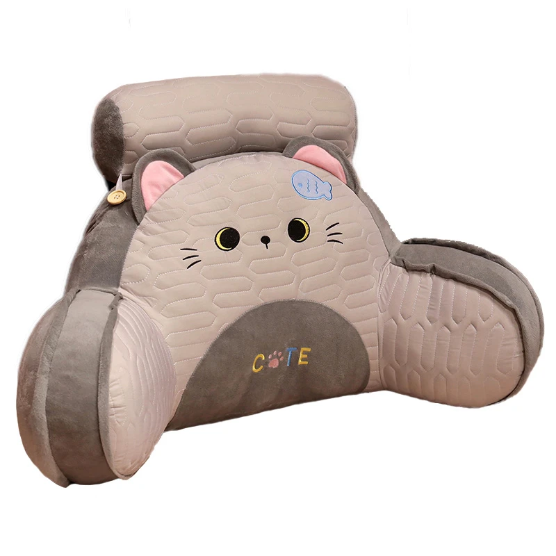 Cartoon Soft Cats Pillow Latex Ice Silk Stuffed Cotton Lumbar Support Chair Seat Cushion Animal Plush Toy Sofa Bed Home Decor