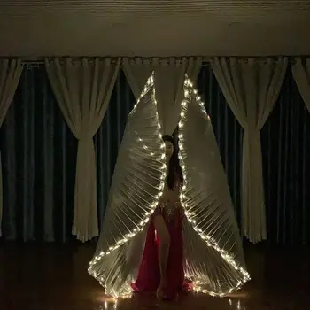 Břišní tanec LED křídla na obou stranách fluorescenční motýlí křídla Isis břišní tanec karnevalové kostýmy párty taneční oblečení show 8 nejlepší prodej LED křídla ISIS - №6