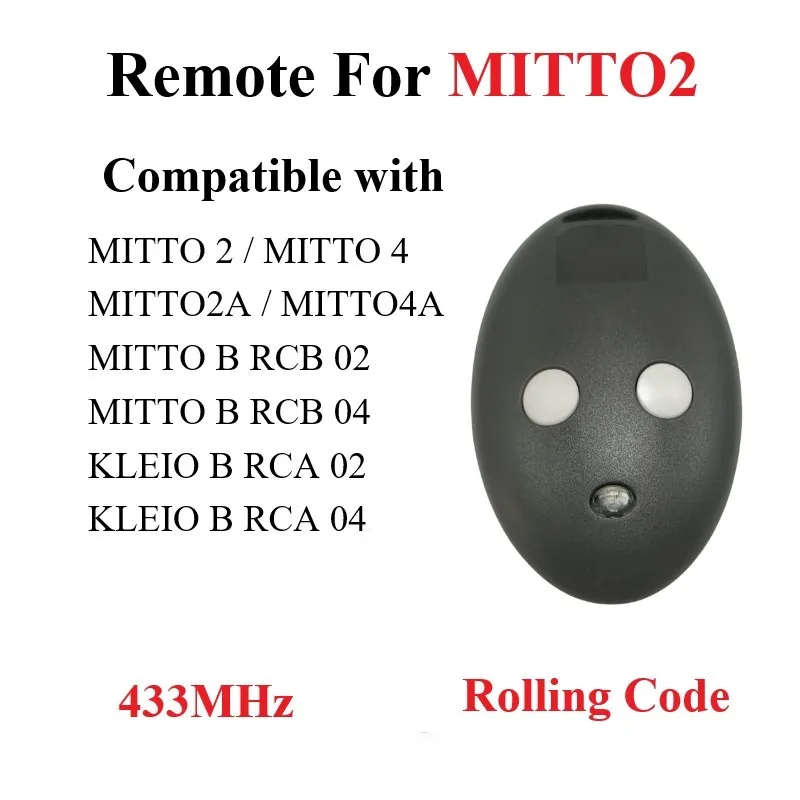 433.92MHz Garage Door Remote Control For MITTO 2 4 2A 4A 2M 4M B RCB02 RCB04 KLEIO B RCA 02 04 TRC TRC2 TRC3 Gate Remote Control