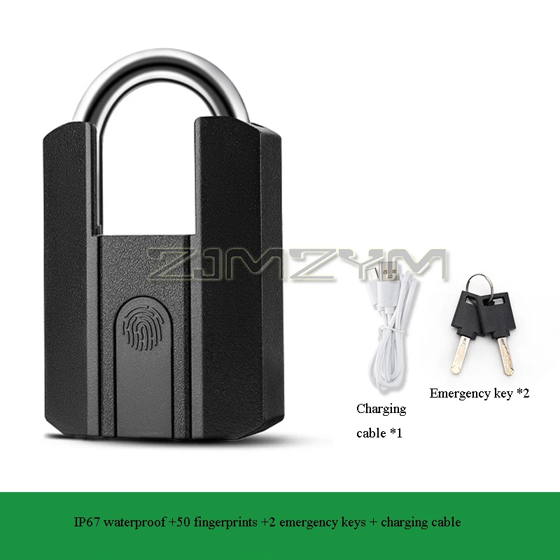 IP67 Waterproof Fingerprint Padlock Bluetooth APP Smart Padlock with Key Backup Type-C Rechargeable Lock For Home Dormitory