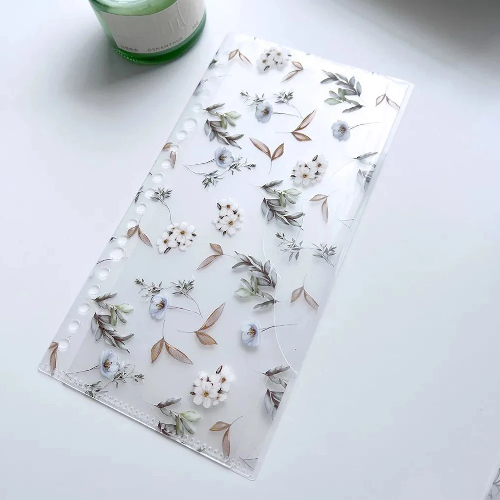 Cute Flower Print A5PUO PVC Insert Pocket For Loose Leaf Notebook Planner Organizer 20-ring Binder Accessories korean stationery