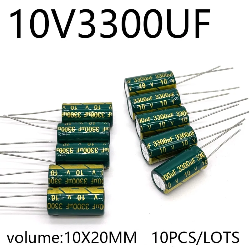 

10pcs/lots 10V3300UF 10*20 high frequency low impedance aluminum electrolytic capacitor 3300uf 10v