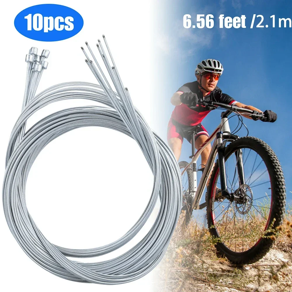 10 Uds. De palanca de cambios para bicicleta, engranaje de cambio de 2,1 m, Cable interno trasero de acero inoxidable, piezas de ciclismo para bicicleta de montaña y carretera