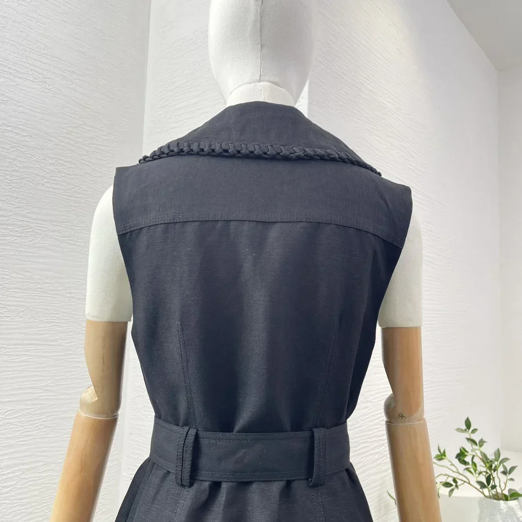 Minivestido trenzado con cuello vuelto para mujer, elegante vestido negro para vacaciones de verano, ropa de oficina para mujer, novedades 2024