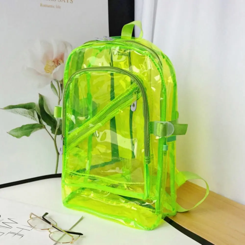 Candy Color Transparent Backpack PVC Large Capacity Students School Bag Storage Bag Teenagers Bag Clear Shoulder Bag Outdoor