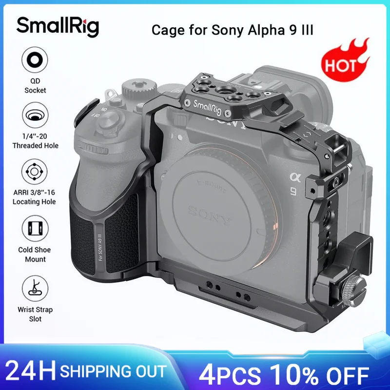 

SmallRig A9 III Camera Cage for Sony Alpha 9 III with Cable Clamp Built-in Arca-Swiss quick release plate for DJI Gimbal - 4533