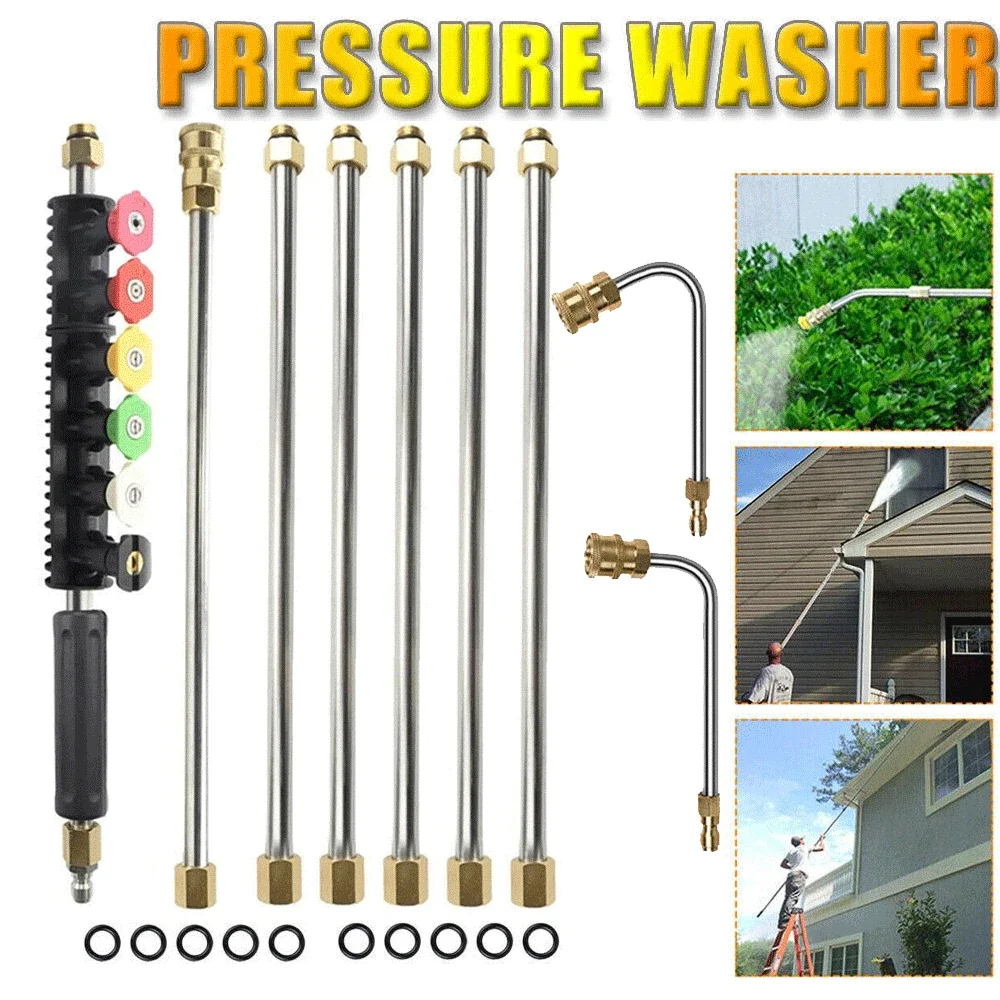 

Pressure Washer Extension Wand Full Metal Angled Lance Bent Rod 90°/30°/U-Shaped Cleaning Rods for Car and Garden Cleaning