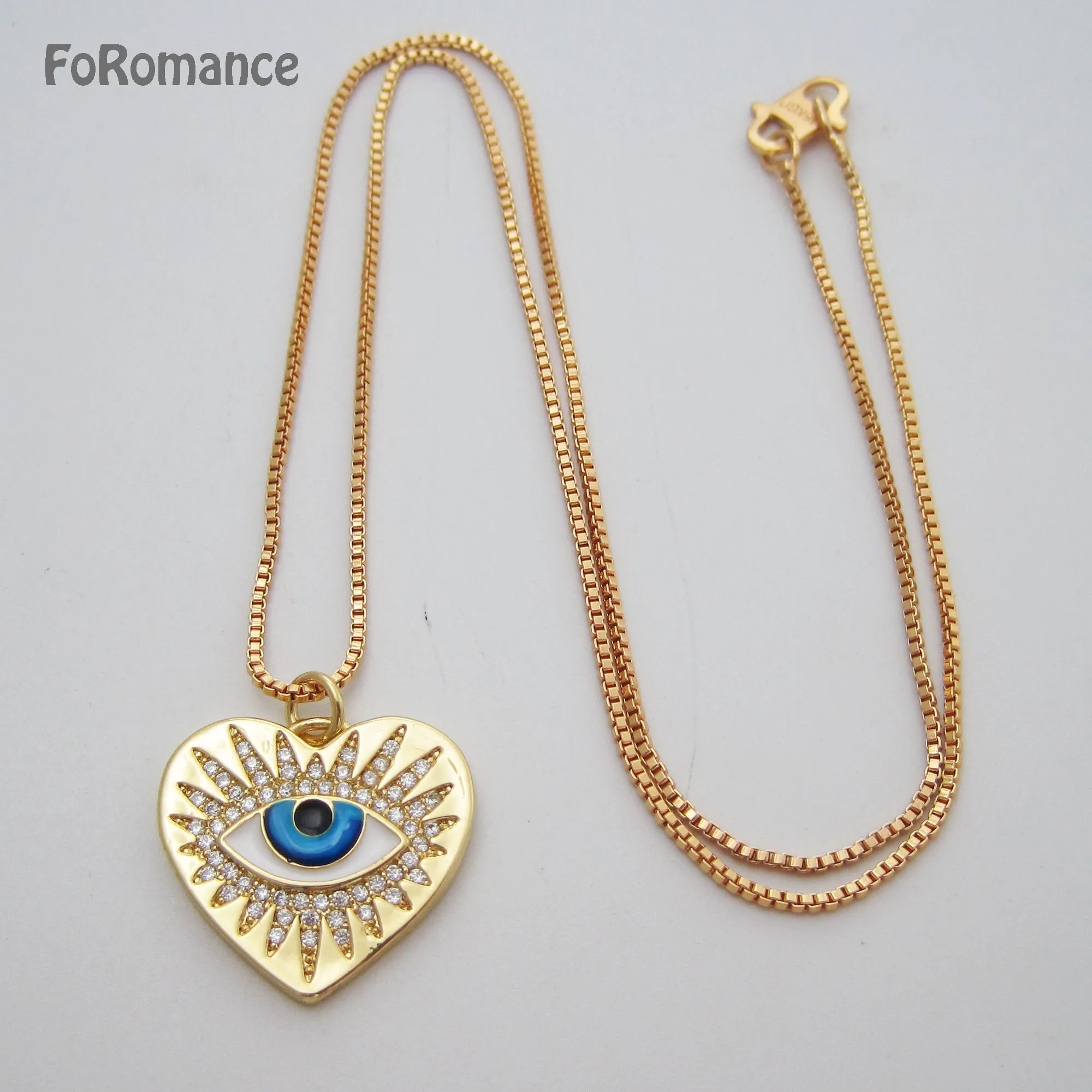 สร้อยคอแฟชั่นจี้อัญมณีขนาดเล็ก3แบบสร้อยคอสีเหลืองทอง45ซม. เป็นของขวัญที่ดีสำหรับดวงตาที่ชั่วร้ายสร้อย