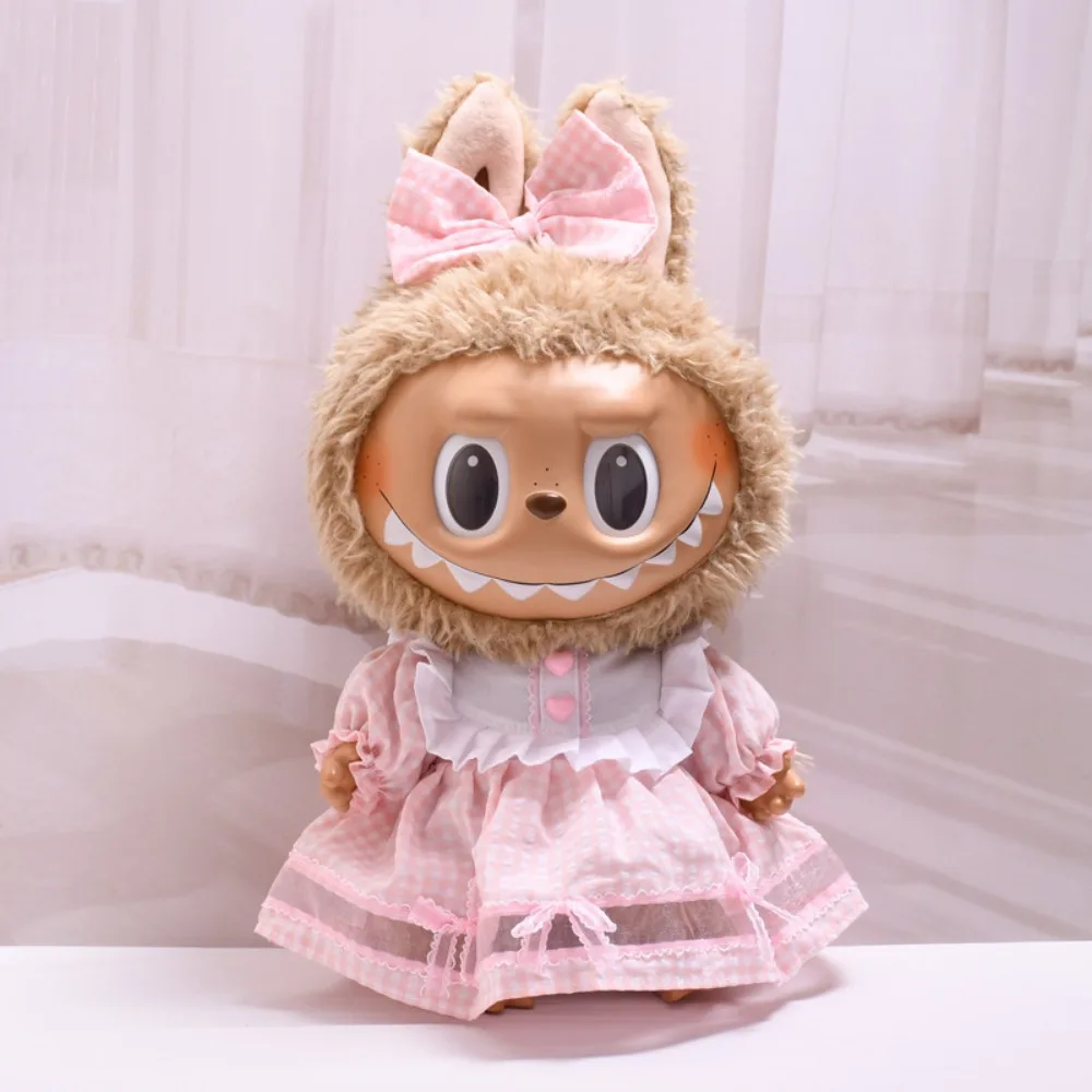 For 38cm Labubu Doll Clothes Plaid Skirt Set Dress Up Doll Accessories Changing Dress Sitting Party Playing House Game Gift Toys