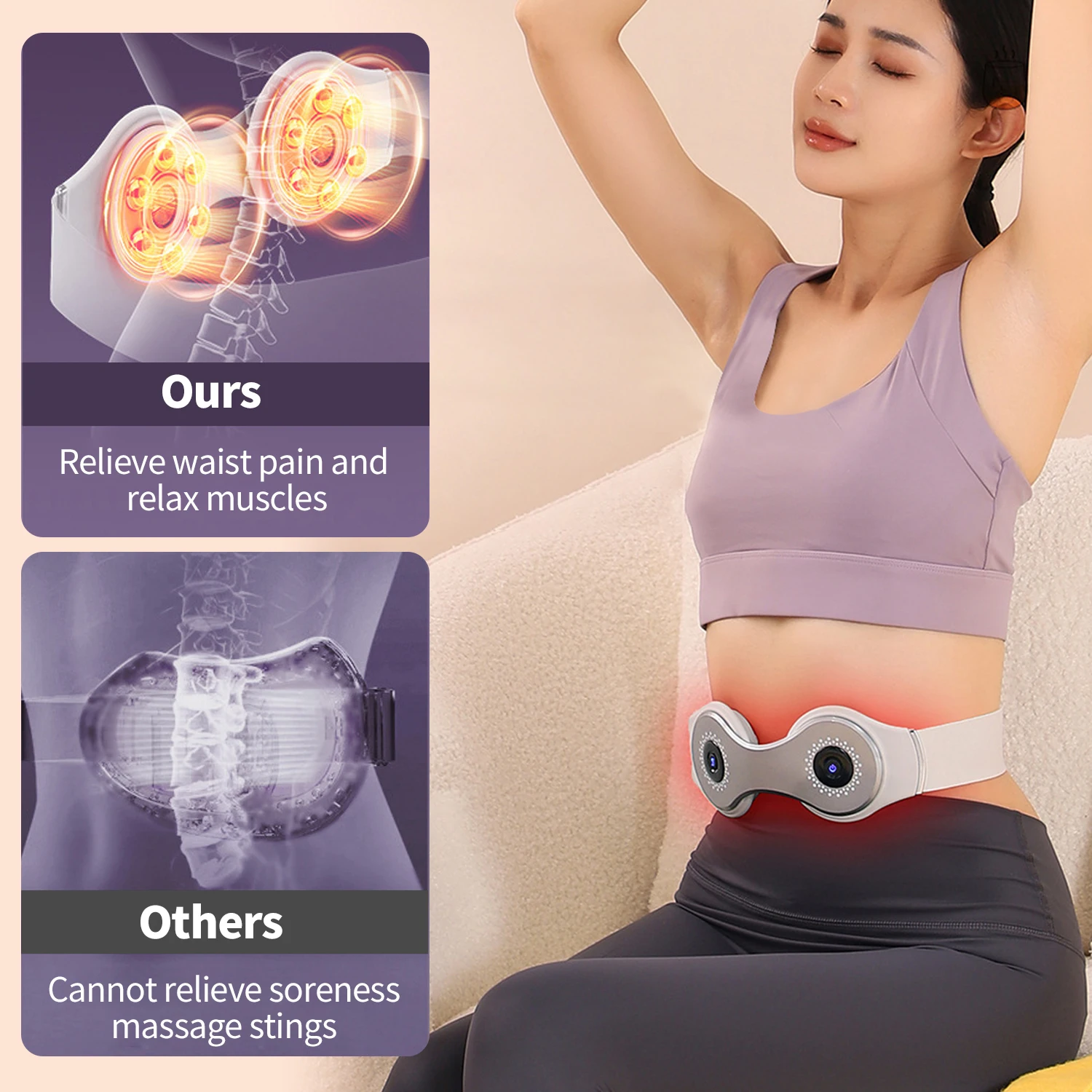 Waist Massager Waist Warming Belt Pulse Heat Red Light Pad Vibration Abdominal Massager Waist Massage Gift Box