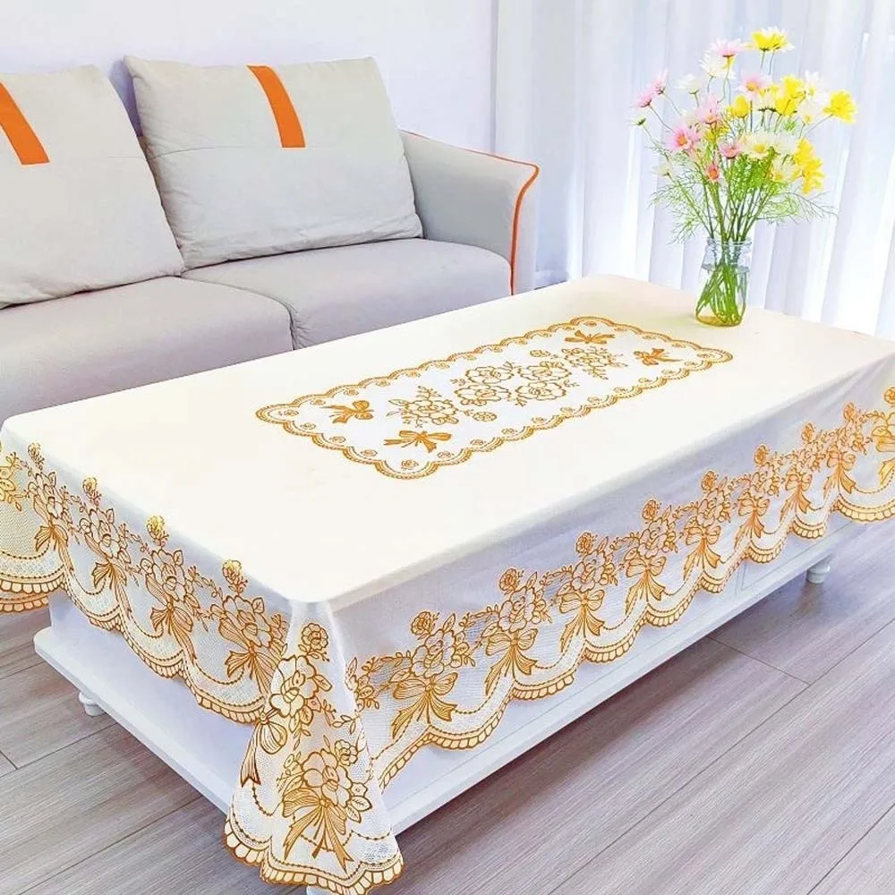 

Прямоугольная скатерть с позолоченным тиснением, гладкая 135*180 см, скатерть для стола, защита от брызг воды, противоскользящая защитная крышка для стола