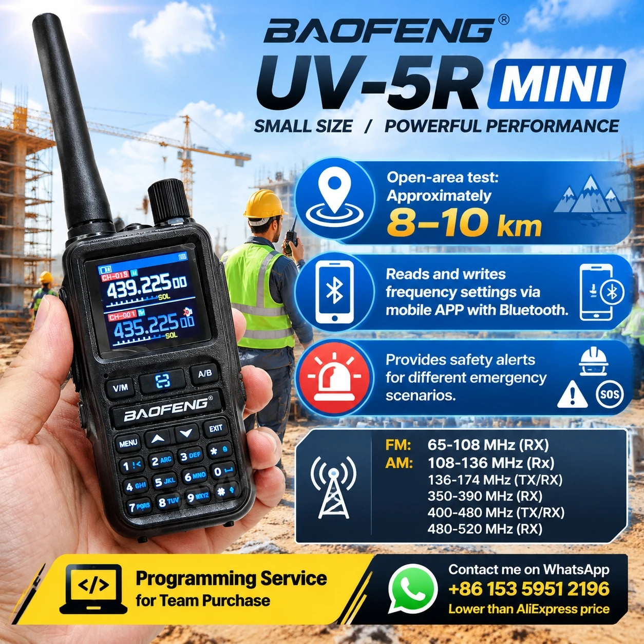 Baofeng Uv5R Mini Walkier Talkie Air Band Uhf Vhf 5W 1600Mah Bluetooth Smartphone Programming Wireless Set For Radtel 950 Pro