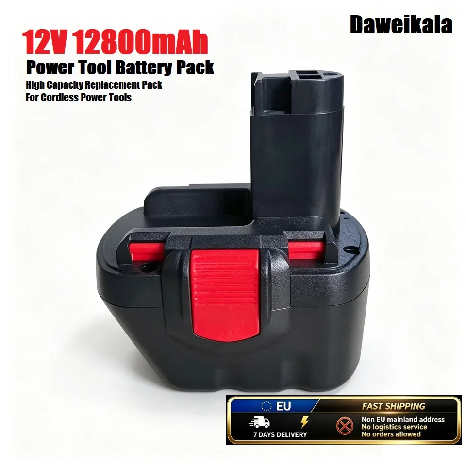 Batteria per utensili elettrici a 12V, modello Daweikala, 12800mAh, batteria di ricambio ad alta capacità per trapani e altri utensili elettrici senza fili, disponibile in magazzino nell'UE, consegna