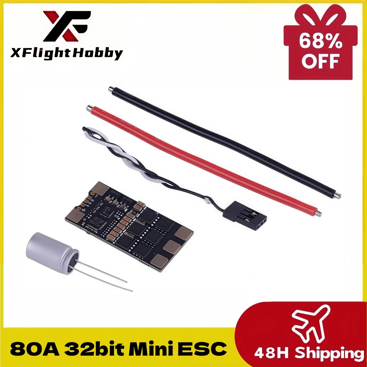 

XFlight Hobby 80A 3-8S 32-битный мини-электронный регулятор скорости BLHeli_S BLSВстроенный программируемый светодиод RGB для гоночного дрона