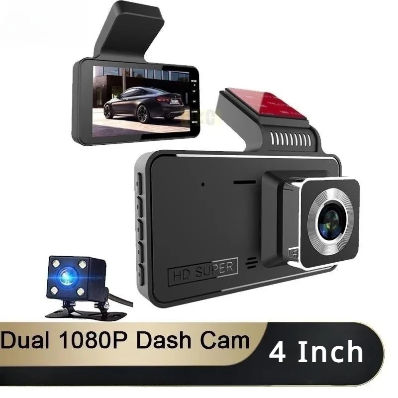 Dual Lens Car DVR G-Sensor Dashcam Motion Detection Black Box 4 Inch In-car Recording Camera 1080p Front Record 170° Wide-angle