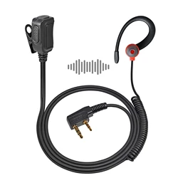 Two Way Radio 2 Pin K Head Soft Ear Hook Earpiece Walkie Talkie Headset with Mic PTT for BaoFeng UV-5R BF-888s Kenwood Retevis