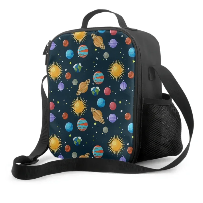 Colorful Planets In Galaxy Universe Insulated Lunch Bag for School Picnic Travel Outer Deep Space Tote Box for Kids Cooler Bag