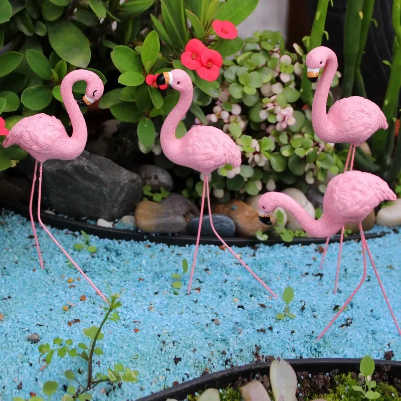 New Flamingo Decorative Resin Flower Pot Plug-in Creative Garden Decoration Micro Landscape Crafts Room Decoration Accessories