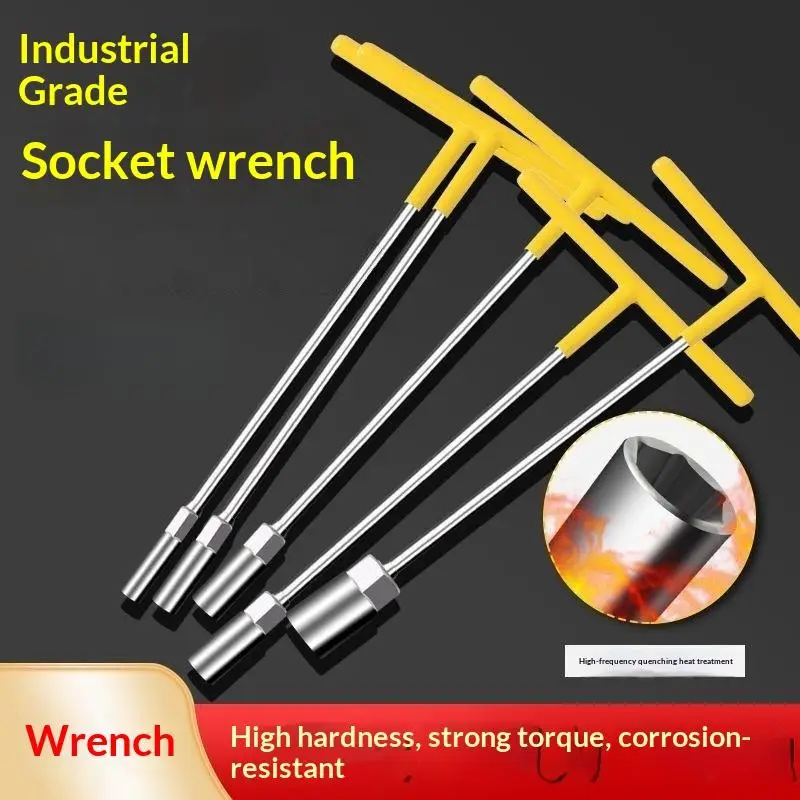 T-type Socket Wrench Set Extended Hex Rubber-coated Car Motorcycle Tire Repair Tools Equipment Kit Supplies