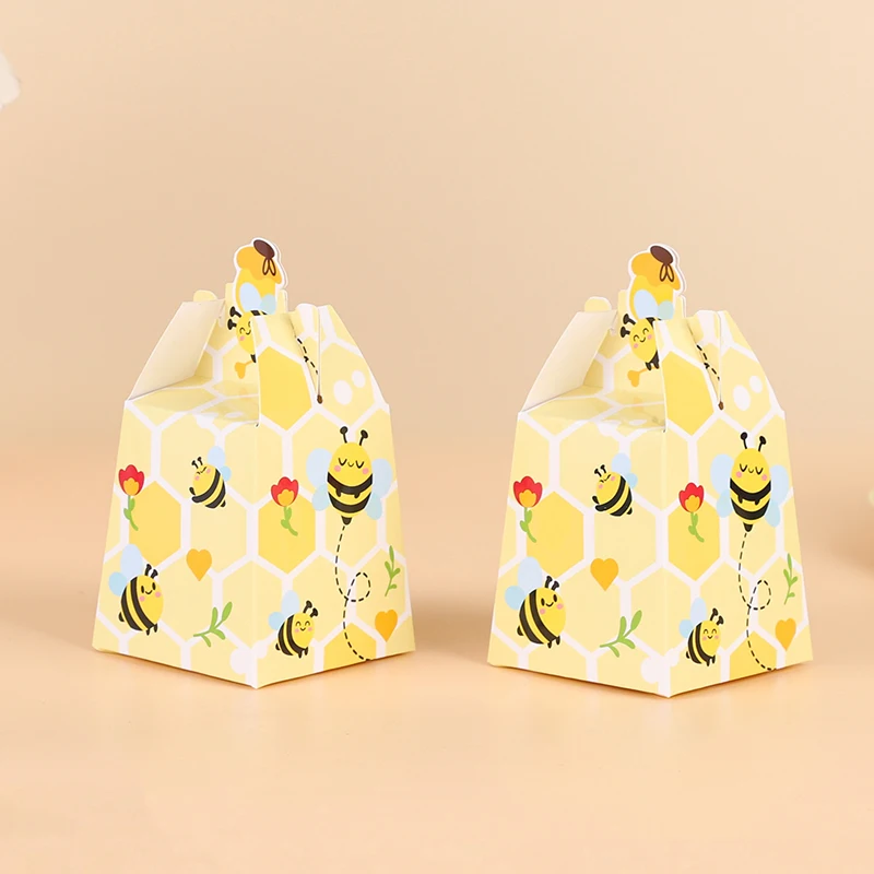 10/20 stücke Bee Papier Candy Boxen Geschenke Box Mit Bändern Für Kind Biene Geburtstag Geschenk Verpackung Box Baby Dusche hochzeit Party Liefert – Detail 12