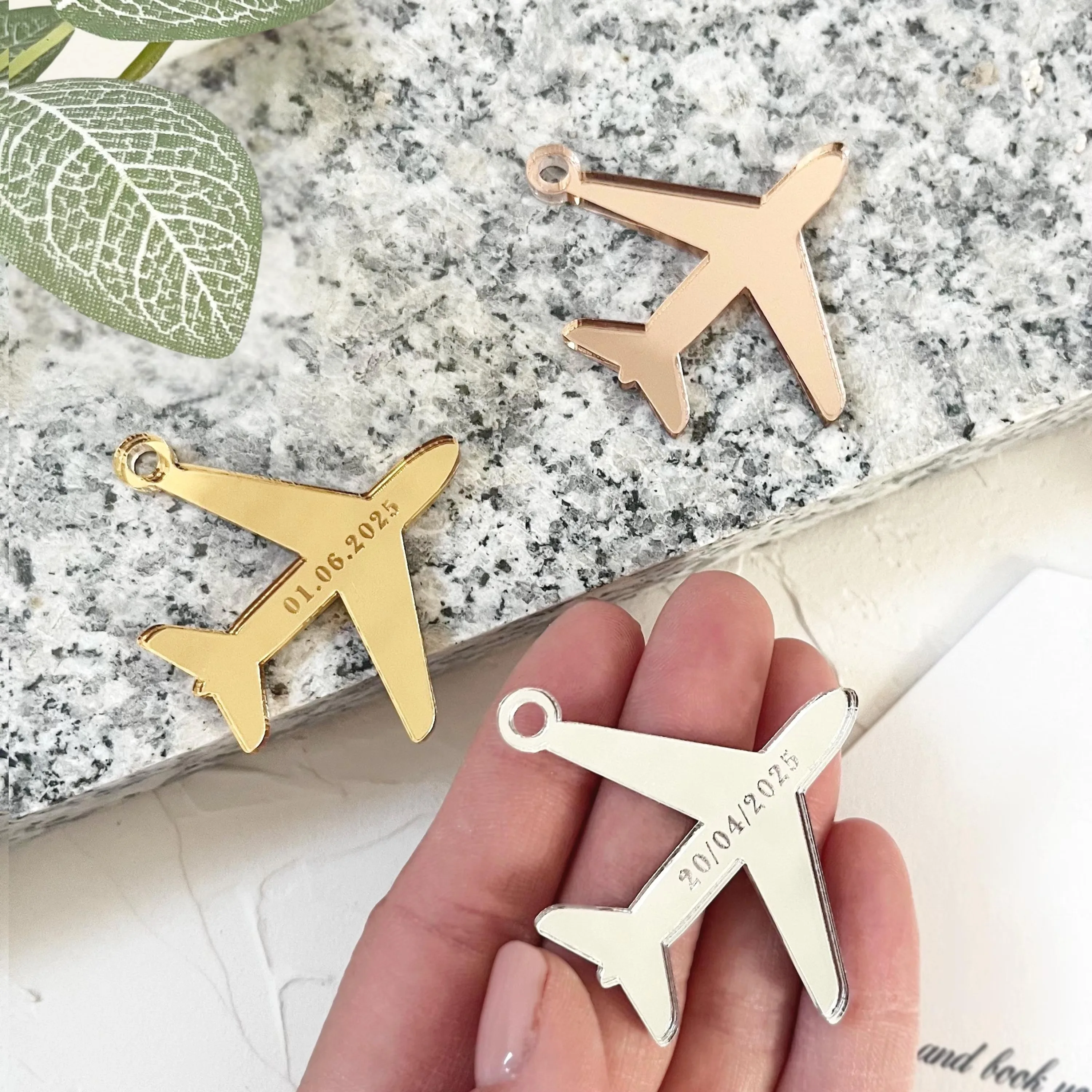 Personalized Airplane Charms for Destination Acrylic Wedding Invitations Custom Airplane Tags Party Decor Baby Shower Tags