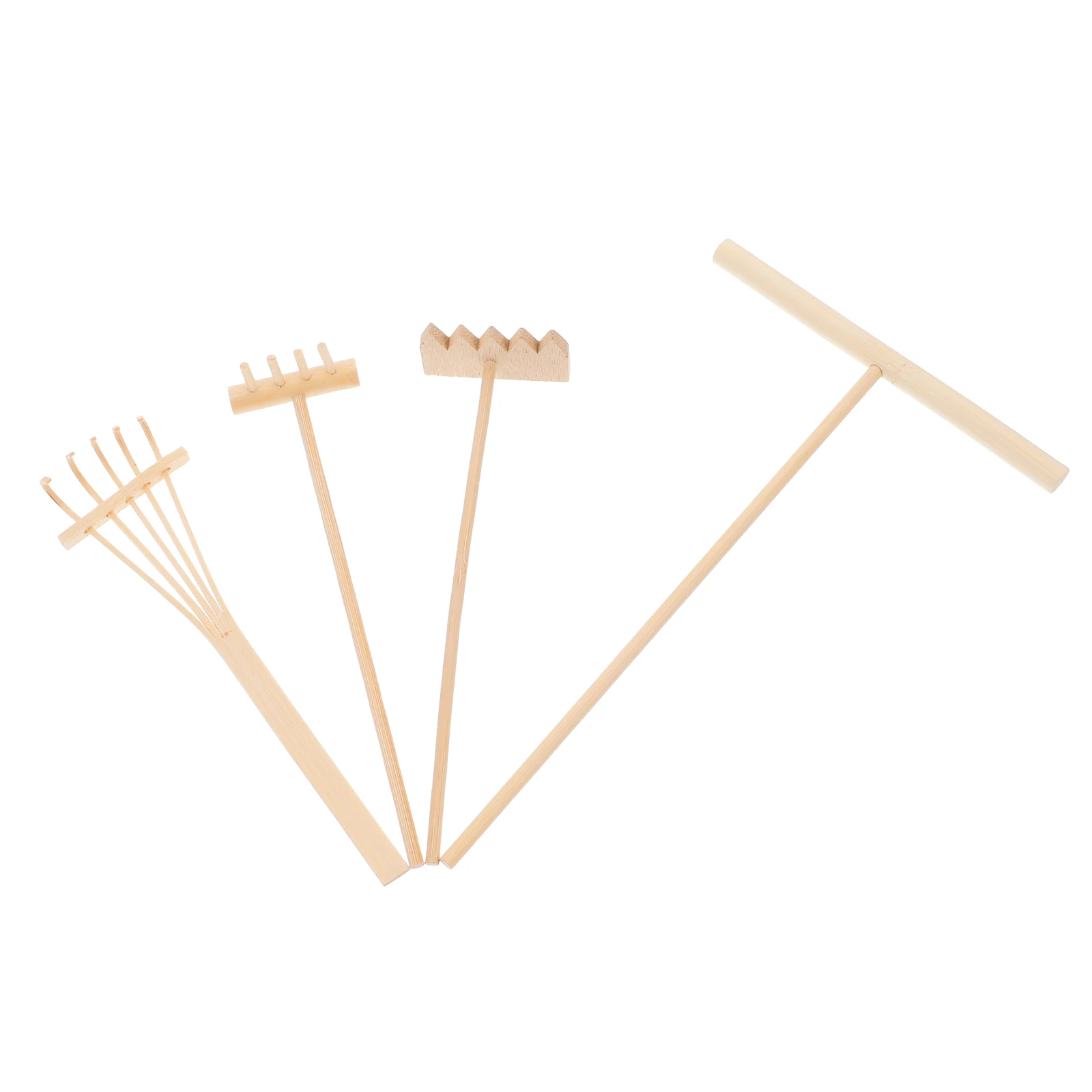 4pcs คราดไม้ไผ่ MINI ขนาดทราย Rake สวนขนาดเล็ก Potted พืชปลูกดอกไม้ Succulent พืชในร่มแบบพกพา