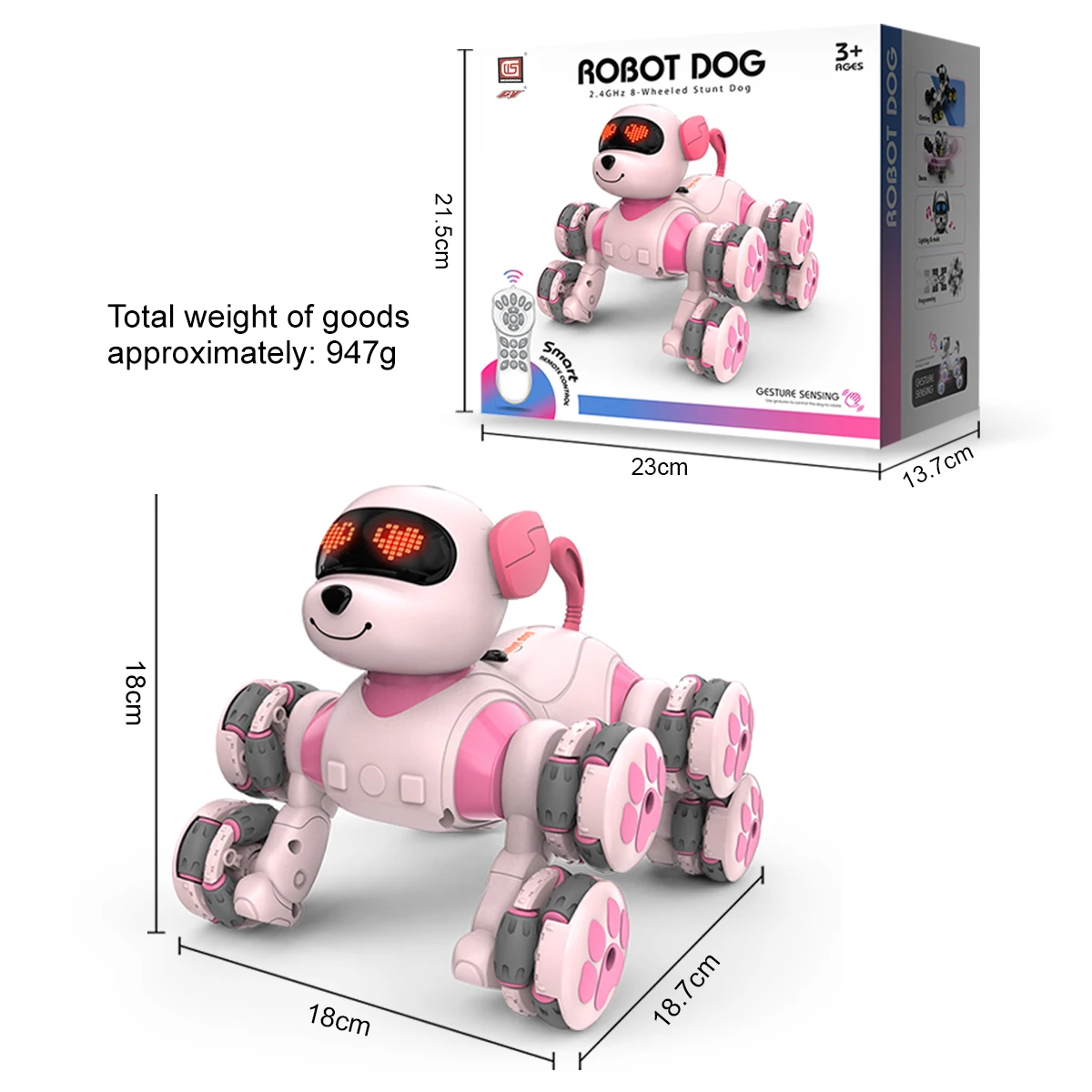 Jouets télécommandés pour chiens, Robot Intelligent de cascade à huit roues, modèle de programmation électronique Interactive pour animaux de compagnie, cadeaux pour enfants