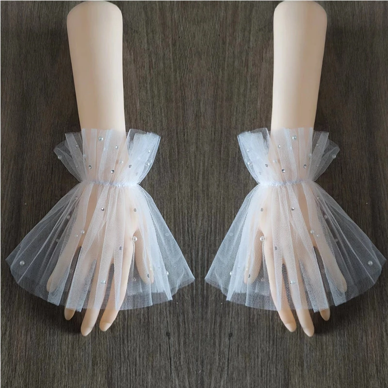 professional nail art accessory pearl mesh fake arm lace sleeve Manicure photo decoration flared false cuffs shooting background